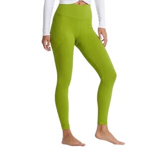 JoyLab Green Leggings Medium Cable Knit Textured 7/8 Length High Rise Yoga Pants